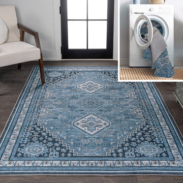 Dalyan Geometric Medallions Washable Area Rug